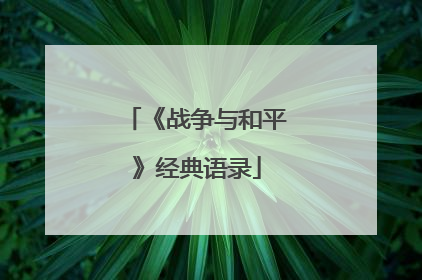 《战争与和平》经典语录