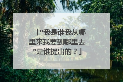 “我是谁我从哪里来我要到哪里去”是谁提出的?
