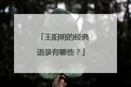 王阳明的经典语录有哪些?