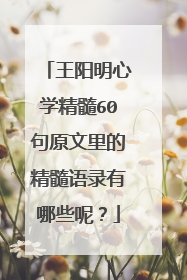 王阳明心学精髓60句原文里的精髓语录有哪些呢?