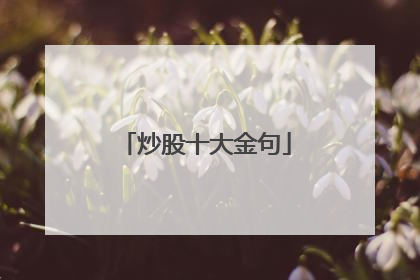 炒股十大金句