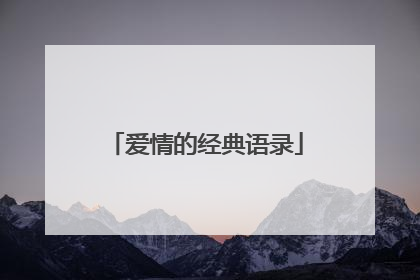 爱情的经典语录