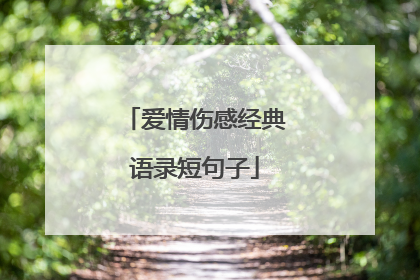 爱情伤感经典语录短句子