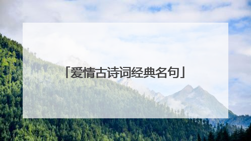 爱情古诗词经典名句