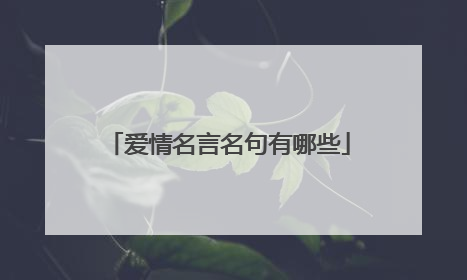 爱情名言名句有哪些