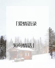 爱情语录短句情话