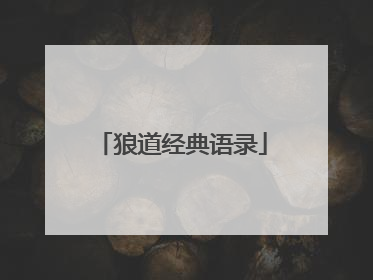 狼道经典语录