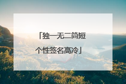 独一无二简短个性签名高冷