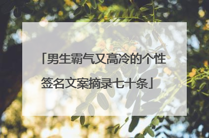 男生霸气又高冷的个性签名文案摘录七十条