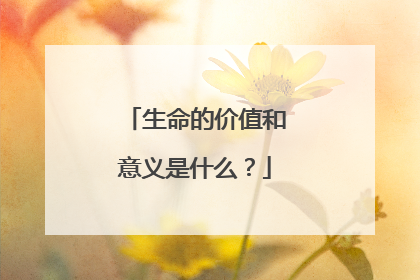 生命的价值和意义是什么?
