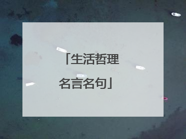 生活哲理名言名句
