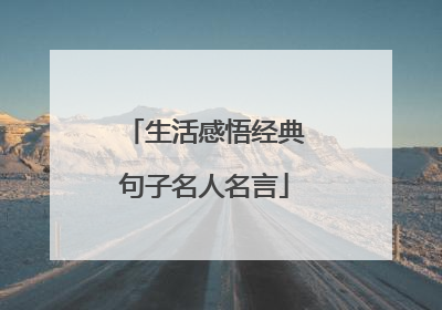 生活感悟经典句子名人名言