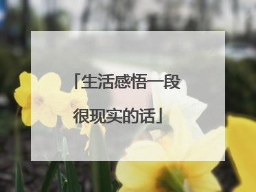 生活感悟一段很现实的话