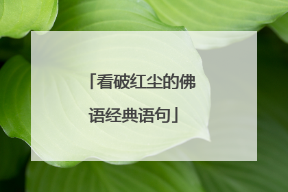 看破红尘的佛语经典语句