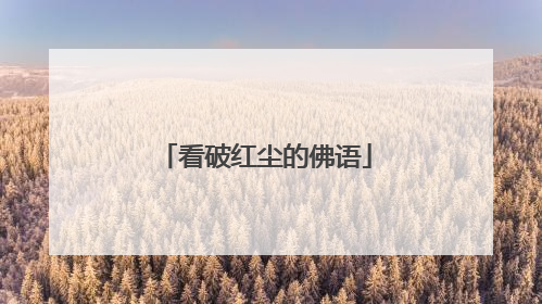 看破红尘的佛语