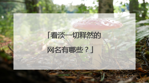 看淡一切释然的网名有哪些?