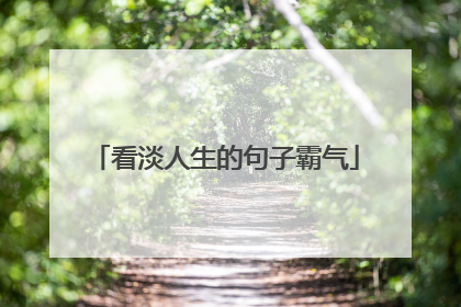看淡人生的句子霸气