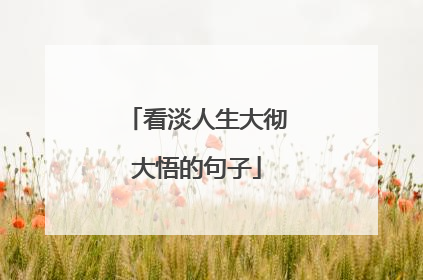 看淡人生大彻大悟的句子