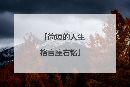 简短的人生格言座右铭