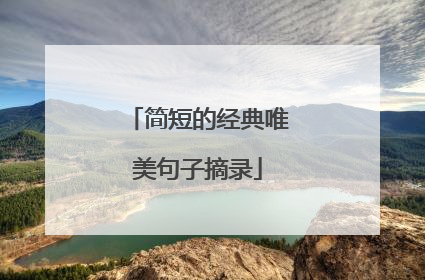 简短的经典唯美句子摘录