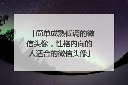 简单成熟低调的微信头像，性格内向的人适合的微信头像