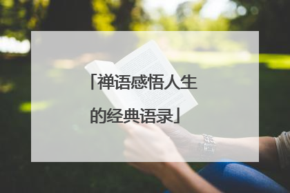 禅语感悟人生的经典语录