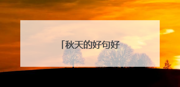 秋天的好句好段摘抄大全