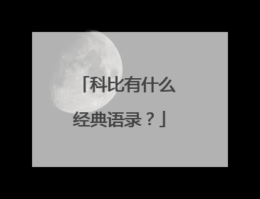 科比有什么经典语录？