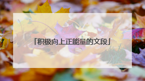 积极向上正能量的文段