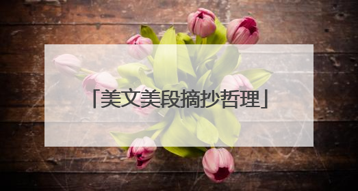 美文美段摘抄哲理