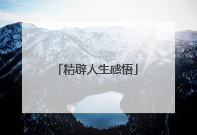 精辟人生感悟