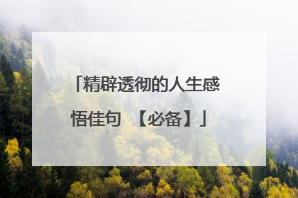 精辟透彻的人生感悟佳句 【必备】