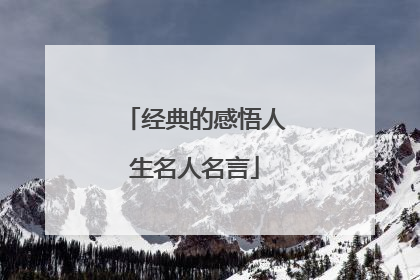 经典的感悟人生名人名言