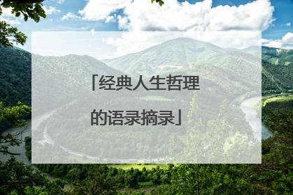 经典人生哲理的语录摘录
