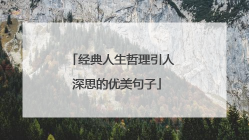 经典人生哲理引人深思的优美句子