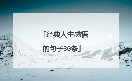 经典人生感悟的句子30条