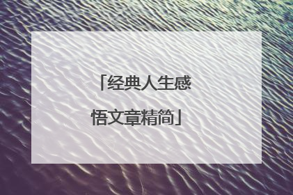 经典人生感悟文章精简