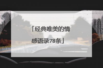 经典唯美的情感语录78条
