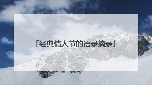 经典情人节的语录摘录