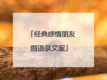经典感情朋友圈语录文案