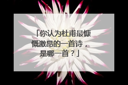 你认为杜甫最慷慨激昂的一首诗，是哪一首？