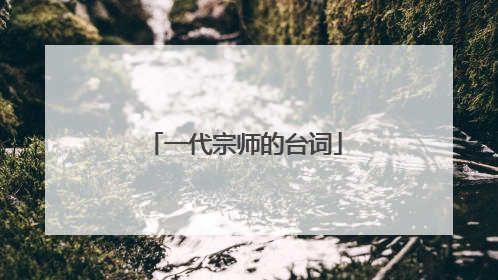 一代宗师的台词