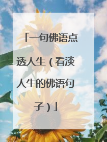 一句佛语点透人生（看淡人生的佛语句子）