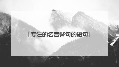 专注的名言警句的短句