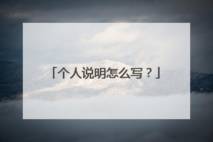个人说明怎么写?
