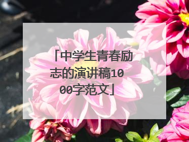 中学生青春励志的演讲稿1000字范文