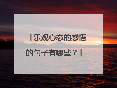 乐观心态的感悟的句子有哪些?