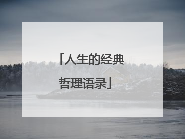 人生的经典哲理语录