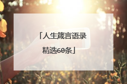人生箴言语录精选60条