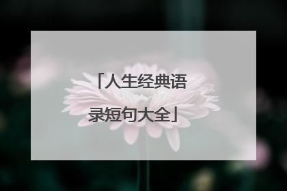 人生经典语录短句大全